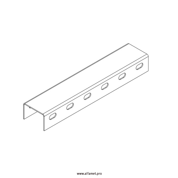 Профиль монтажный U-образный с боковой перфорацией 70х40х3000 (2 мм)